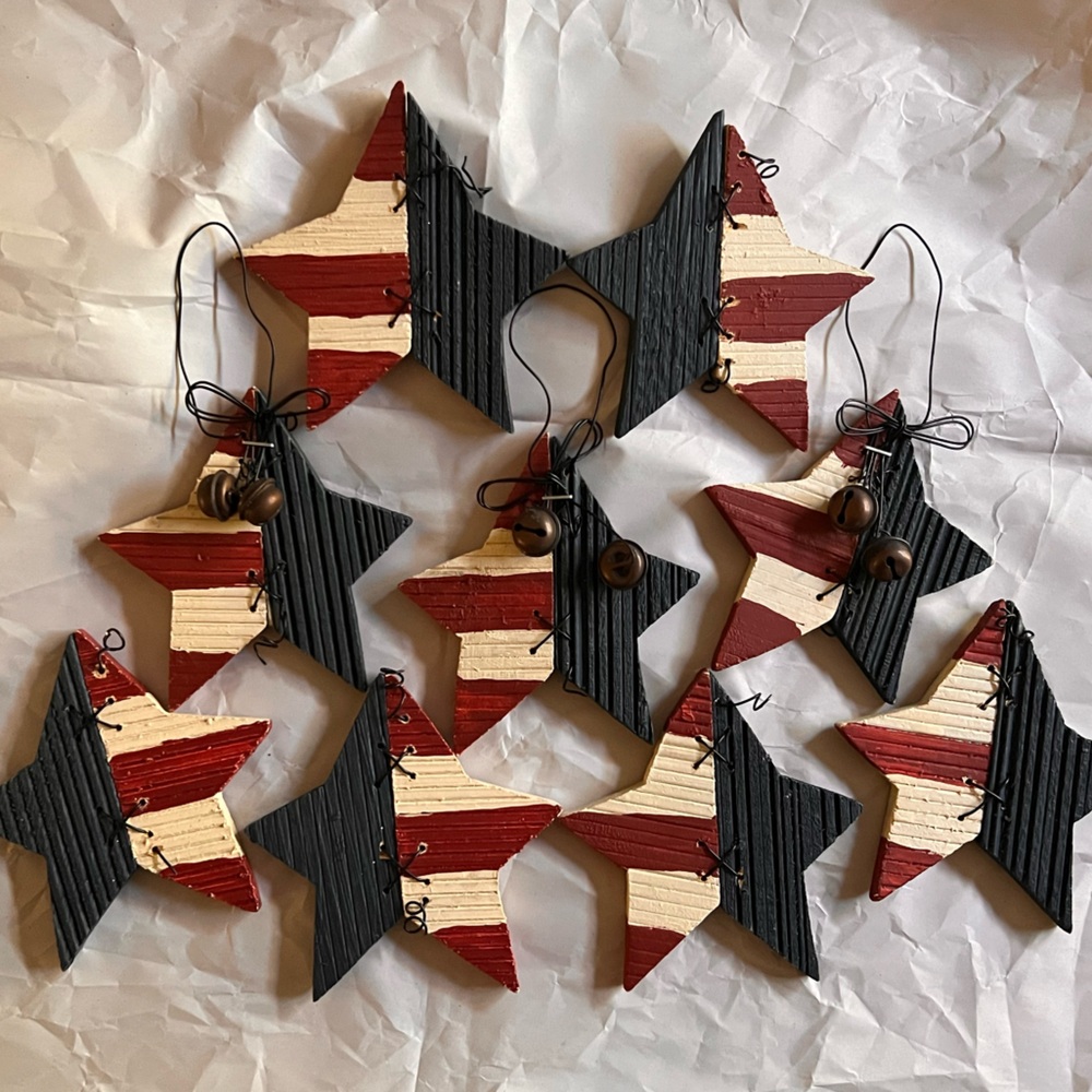 Rustic Americana Star Handmade Wooden Ornaments (9)